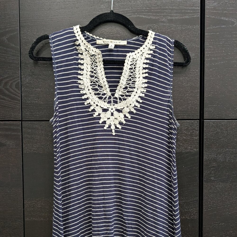 Max Studios Relaxed Fit Sleeveless Striped Tank Top